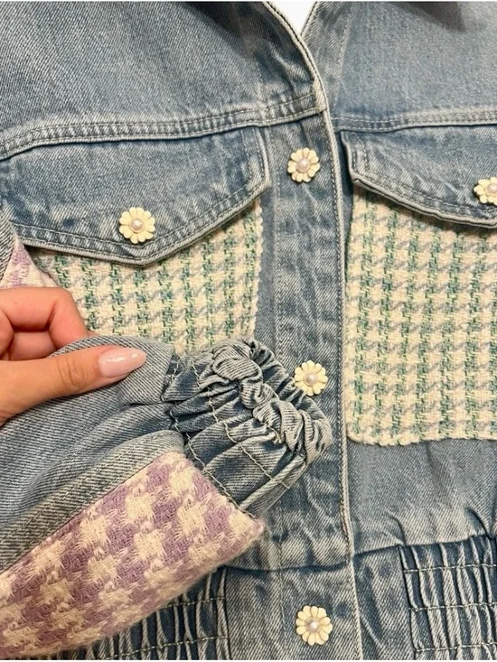 Zara Special Edition Cazadora Denim Combinada – Size Small - Picture 8 of 10